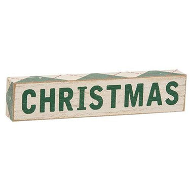 2 Set Plaid Merry Christmas Wooden Blocks - The Fox Decor